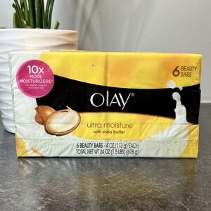 Olay Ultra Moisture Shea Butter Beauty Bar Soap FULL‎ SIZE 4 oz 6 Bars, ORIGINAL